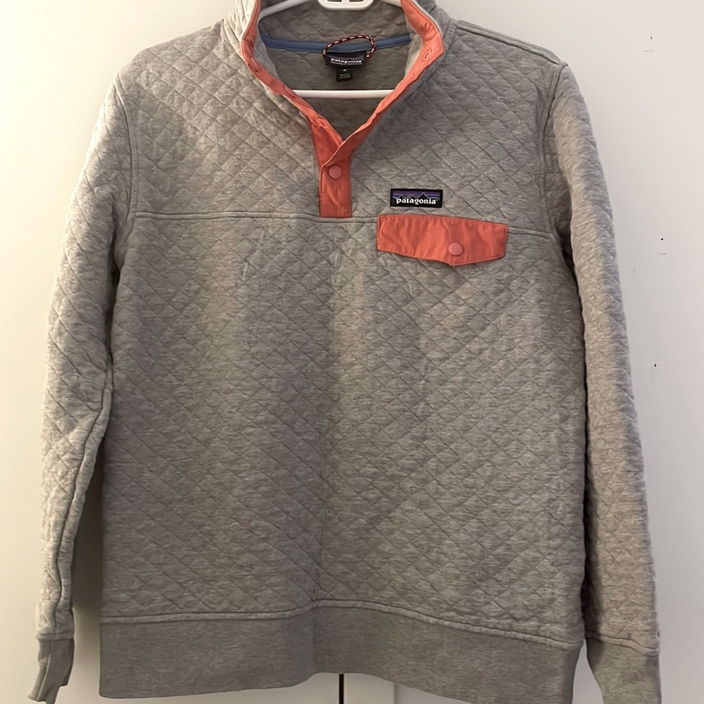 Women PATAGONIA Gray Quilted Pullover M EUC
